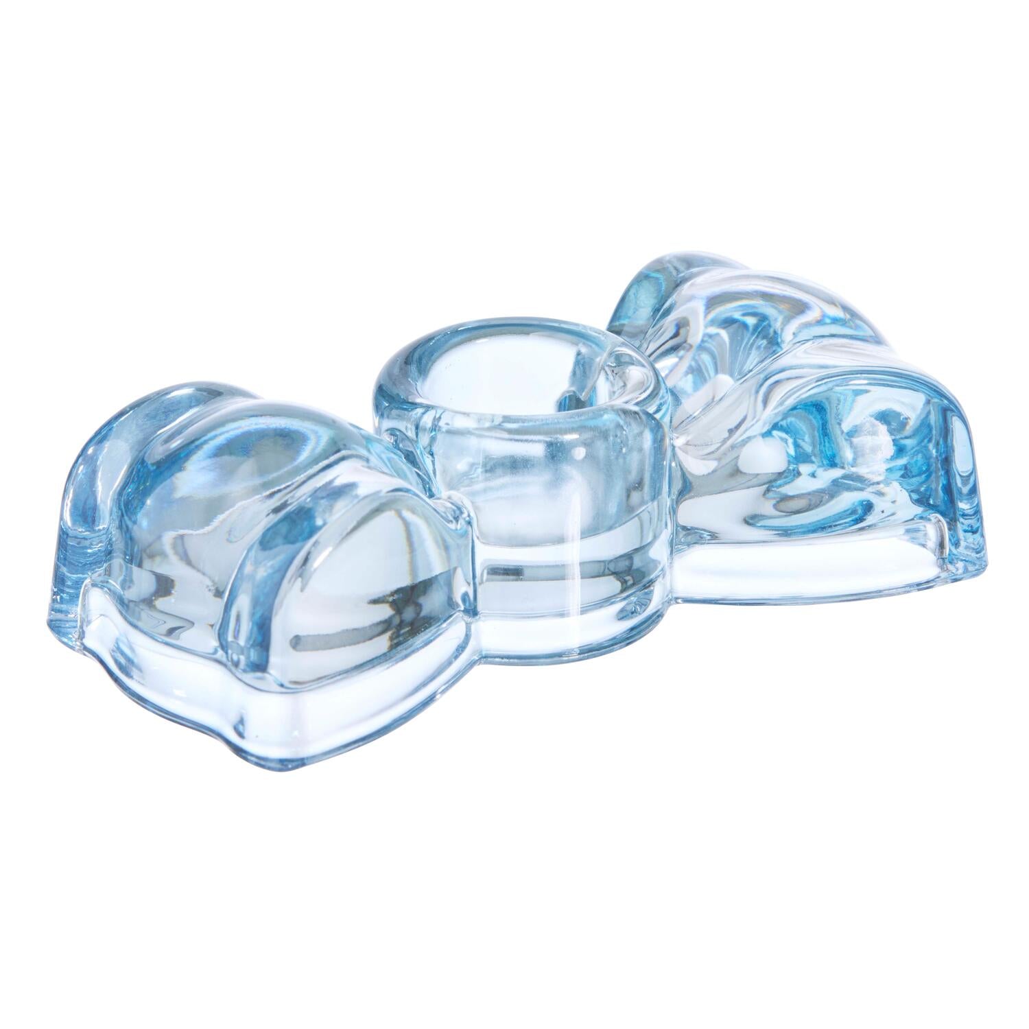 Sløjfe lysestage, blå - 10 cm.